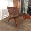 imageDeco 79 Contemporary Wood Accent Chair 2 PIECES LARGE SIZE Mahogany