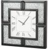 imageDeco 79 Glass Decorative Mirrored Wall Clock with Floating Crystals 20quot x 2quot x 20quot Black