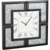 imageDeco 79 Glass Decorative Mirrored Wall Clock with Floating Crystals 20quot x 2quot x 20quot Black