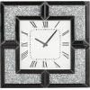 imageDeco 79 Glass Decorative Mirrored Wall Clock with Floating Crystals 20quot x 2quot x 20quot Black