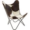 imageDeco 79 Leather Handmade Butterfly Chair with Black Stand 29quot x 30quot x 36quot White