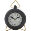 imageDeco 79 Metal Decorative Clock Mantel Clock with Gold Accents Tabletop Clock 6quot x 3quot x 9quot GrayBlack