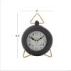 imageDeco 79 Metal Decorative Clock Mantel Clock with Gold Accents Tabletop Clock 6quot x 3quot x 9quot GrayBlack
