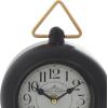 imageDeco 79 Metal Decorative Clock Mantel Clock with Gold Accents Tabletop Clock 6quot x 3quot x 9quot GrayBlack