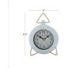 imageDeco 79 Metal Decorative Clock Mantel Clock with Gold Accents Tabletop Clock 6quot x 3quot x 9quot GrayBlue