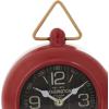imageDeco 79 Metal Decorative Clock Mantel Clock with Gold Accents Tabletop Clock 6quot x 3quot x 9quot GrayRed