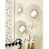 imageDeco 79 Metal Room Wall Mirror Starburst Entryway Mirrors Set of 3 Wall Mounted Mirrors 16quot 15quot 12quotD GoldGold