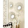 imageDeco 79 Metal Room Wall Mirror Starburst Entryway Mirrors Set of 3 Wall Mounted Mirrors 16quot 15quot 12quotD GoldGold