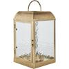 imageDeco 79 Metal Scroll Indoor Outdoor Candle Lantern Decorative Lantern Candle Holder with Arched Handle Lantern 9quot x 8quot x 12quot BronzeGold