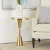 imageDeco 79 Metal Side End Accent Table Pedestal Base End Table with Mirrored Glass Top Side Table 16quot x 16quot x 24quot BlackGold