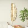 imageDeco 79 Polystone Bird Home Wall Decor Large Metallic Feather Wall Sculpture Wall Art 14quot x 2quot x 47quot Gold14 x 3 x 47