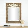 imageDeco 79 Rustic Wood Wall Mirror 43quotx33quot Brown WhiteBrown  White