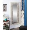 imageDeco 79 Rustic Wood Wall Mirror 43quotx33quot Brown WhiteWhite  Gray