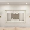 imageDeco 79 Rustic Wood Wall Mirror 43quotx33quot Brown WhiteWhite