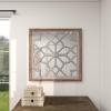 imageDeco 79 Wood Floral Room Wall Mirror Entryway Mirror with Carved Overlay and Brown Frame Wall Mounted Mirror 30quot x 1quot x 30quot White