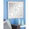 imageDeco 79 Wood Floral Room Wall Mirror Entryway Mirror with Carved Overlay and Brown Frame Wall Mounted Mirror 30quot x 1quot x 30quot White