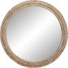 imageDeco 79 Wood Room Wall Mirror Distressed Entryway Mirror with Beaded Detailing Wall Mounted Mirror 28quot x 2quot x 48quot Light BrownLight Brown