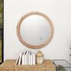 imageDeco 79 Wood Room Wall Mirror Distressed Entryway Mirror with Beaded Detailing Wall Mounted Mirror 28quot x 2quot x 48quot Light BrownLight Brown