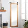 imageDeco 79 Wood Room Wall Mirror Entryway Mirror with Black Metal Hanging Rod Wall Mounted Mirror 34quot x 2quot x 71quot Brown335L x 2W