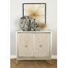 imageDeco 79 Wooden Room Cabinet with Upholstered Front Panel Mirrored Top Ring Handles  Accent Cabinet 47quot x 15quot x 32quot GrayBeige