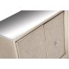 imageDeco 79 Wooden Room Cabinet with Upholstered Front Panel Mirrored Top Ring Handles  Accent Cabinet 47quot x 15quot x 32quot GrayBeige