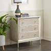 imageDeco 79 Wooden Room Cabinet with Upholstered Front Panel Mirrored Top Ring Handles  Accent Cabinet 47quot x 15quot x 32quot GrayBeige