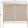 imageDeco 79 Wooden Room Cabinet with Upholstered Front Panel Mirrored Top Ring Handles  Accent Cabinet 47quot x 15quot x 32quot GrayBeige