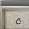 imageDeco 79 Wooden Room Cabinet with Upholstered Front Panel Mirrored Top Ring Handles  Accent Cabinet 47quot x 15quot x 32quot GrayBeige