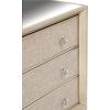 imageDeco 79 Wooden Room Cabinet with Upholstered Front Panel Mirrored Top Ring Handles  Accent Cabinet 47quot x 15quot x 32quot GrayBeige