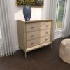 imageDeco 79 Wooden Room Cabinet with Upholstered Front Panel Mirrored Top Ring Handles  Accent Cabinet 47quot x 15quot x 32quot GrayBeige