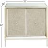 imageDeco 79 Wooden Room Cabinet with Upholstered Front Panel Mirrored Top Ring Handles  Accent Cabinet 47quot x 15quot x 32quot GrayBeige