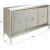 imageDeco 79 Wooden Room Cabinet with Upholstered Front Panel Mirrored Top Ring Handles  Accent Cabinet 47quot x 15quot x 32quot GrayGrey