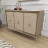 imageDeco 79 Wooden Room Cabinet with Upholstered Front Panel Mirrored Top Ring Handles  Accent Cabinet 47quot x 15quot x 32quot GrayGrey