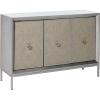 imageDeco 79 Wooden Room Cabinet with Upholstered Front Panel Mirrored Top Ring Handles  Accent Cabinet 47quot x 15quot x 32quot GrayGrey