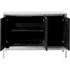 imageDeco 79 Wooden Room Cabinet with Upholstered Front Panel Mirrored Top Ring Handles  Accent Cabinet 47quot x 15quot x 32quot GrayGrey