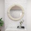 imageDeco 79 Wooden Room Wall Mirror Coiled Rope Entryway Mirror with Wrapped Rope Accents Wall Mounted Mirror 36quot x 3quot x 36quot White