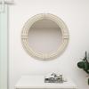 imageDeco 79 Wooden Room Wall Mirror Coiled Rope Entryway Mirror with Wrapped Rope Accents Wall Mounted Mirror 36quot x 3quot x 36quot White