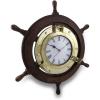 imageDeco 79 19002 Wood ampamp Brass Ship Wheel Clock