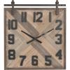 imageDeco 79 44444 Square Iron and Wood Wall Clock 30quot x 30quot BrownWhiteCyanBeigeBlue