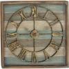 imageDeco 79 44444 Square Iron and Wood Wall Clock 30quot x 30quot BrownWhiteCyanBrown