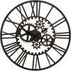 imageDeco 79 Antique Colonial Mesmerizing Metal Black Gear Clock 32quot DiameterBlack