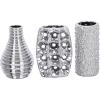 imageDeco 79 Ceramic Decorative Vase Centerpiece Vases with Varying Patterns set of 3 Flower Vases for Home Decoration 5quot x 5quot x 8quot Silver