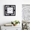 imageDeco 79 Glass Decorative Mirrored Wall Clock with Floating Crystals 20quot x 2quot x 20quot Black