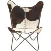 imageDeco 79 Leather Handmade Butterfly Chair with Black Stand 29quot x 30quot x 36quot White