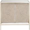 imageDeco 79 Wooden Room Cabinet with Upholstered Front Panel Mirrored Top Ring Handles  Accent Cabinet 47quot x 15quot x 32quot GrayBeige