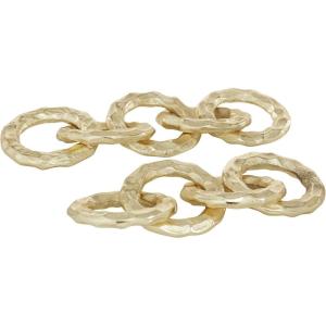 imageCosmoLiving by Cosmopolitan Aluminum Metal Chain Decorative Sculpture Home Decor Statues Set of 2 Accent Figurines 12quot 10quotW Gold