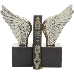imageDeco 79 Aluminum Metal Bird Decorative Bookends Wings Non Skid Bookends with Marble Base Set of 2 Office Bookends5W 10H SilverSilver