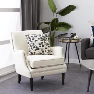 imageDeco 79 Fabric Tufted Accent Chair with Studded Accents 29quot x 32quot x 34quot Beige