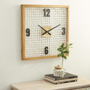 imageDeco 79 Farmhouse Wood Square Wall Clock 24quot x 2quot x 24quot WhiteWhite