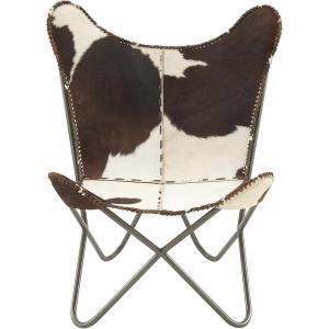 imageDeco 79 Leather Handmade Butterfly Chair with Black Stand 29quot x 30quot x 36quot White